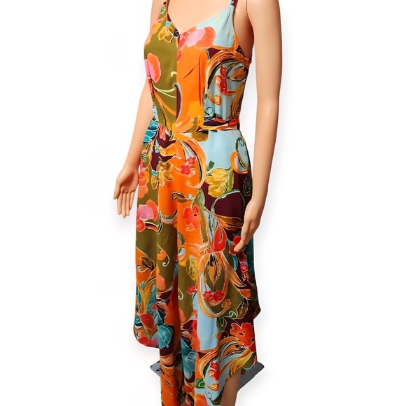 Vibrant Asymmetrical Floral Dress - Picture 2 of 7